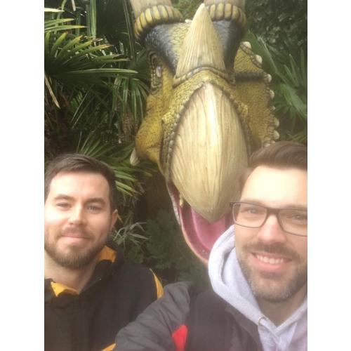Me and my partner meeting dinosaurs  , love him and dinosaurs lol
