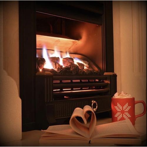 I love to curl up by the fire with a hot chocolate and a good book