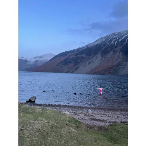 Wild swimming in Wast Water in January