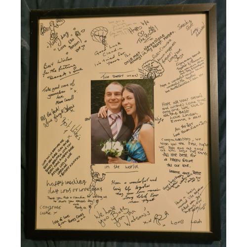 A photo of all the wonderful well wishes we received on our wedding day!
