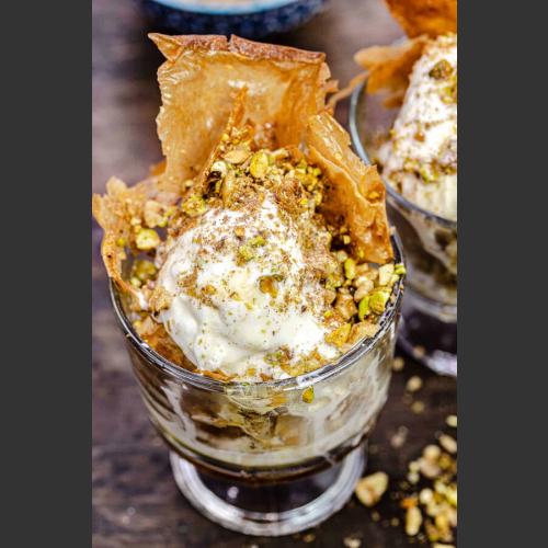 Baklava ice cream sundae