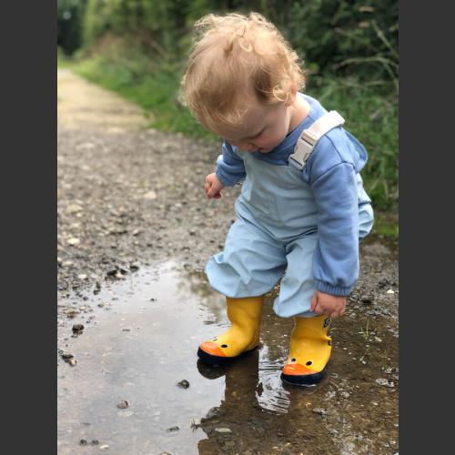 Toddler fun! My 1 year old enjoying his first puddle splash