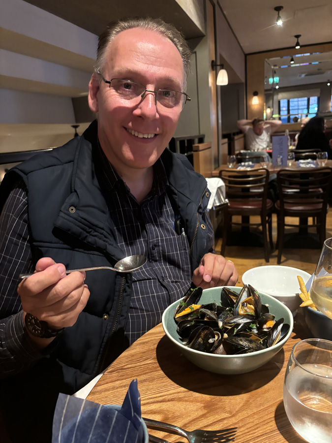 My better half Andy (who loves mussels)