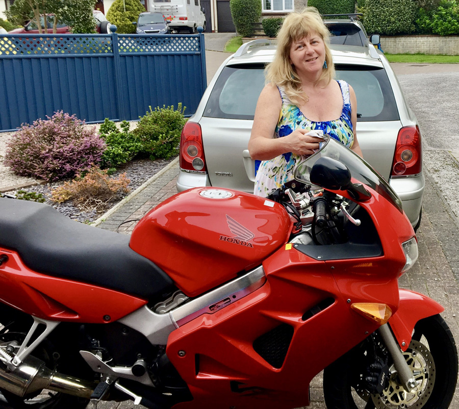 My lovely Wife Cherry, washing my lovely bike, two favourite things in one shot!