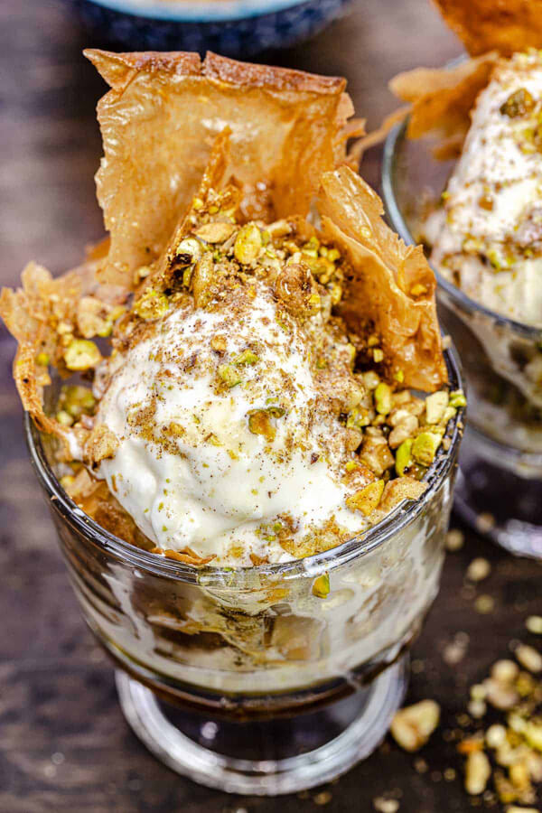 Baklava ice cream sundae