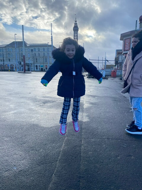 Coldest day of the year and she's still jumping for joy!