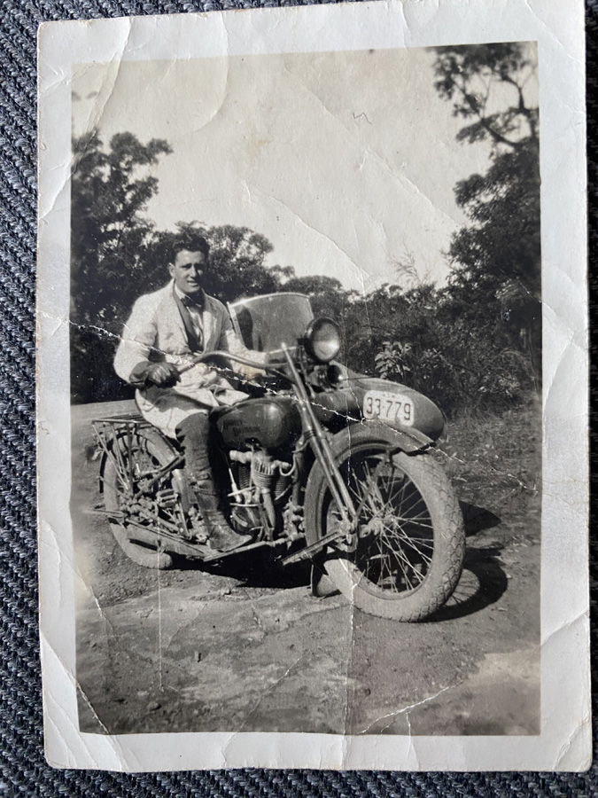 My Australian Grandad Leslie on his much loved motorcycle in the 1930s