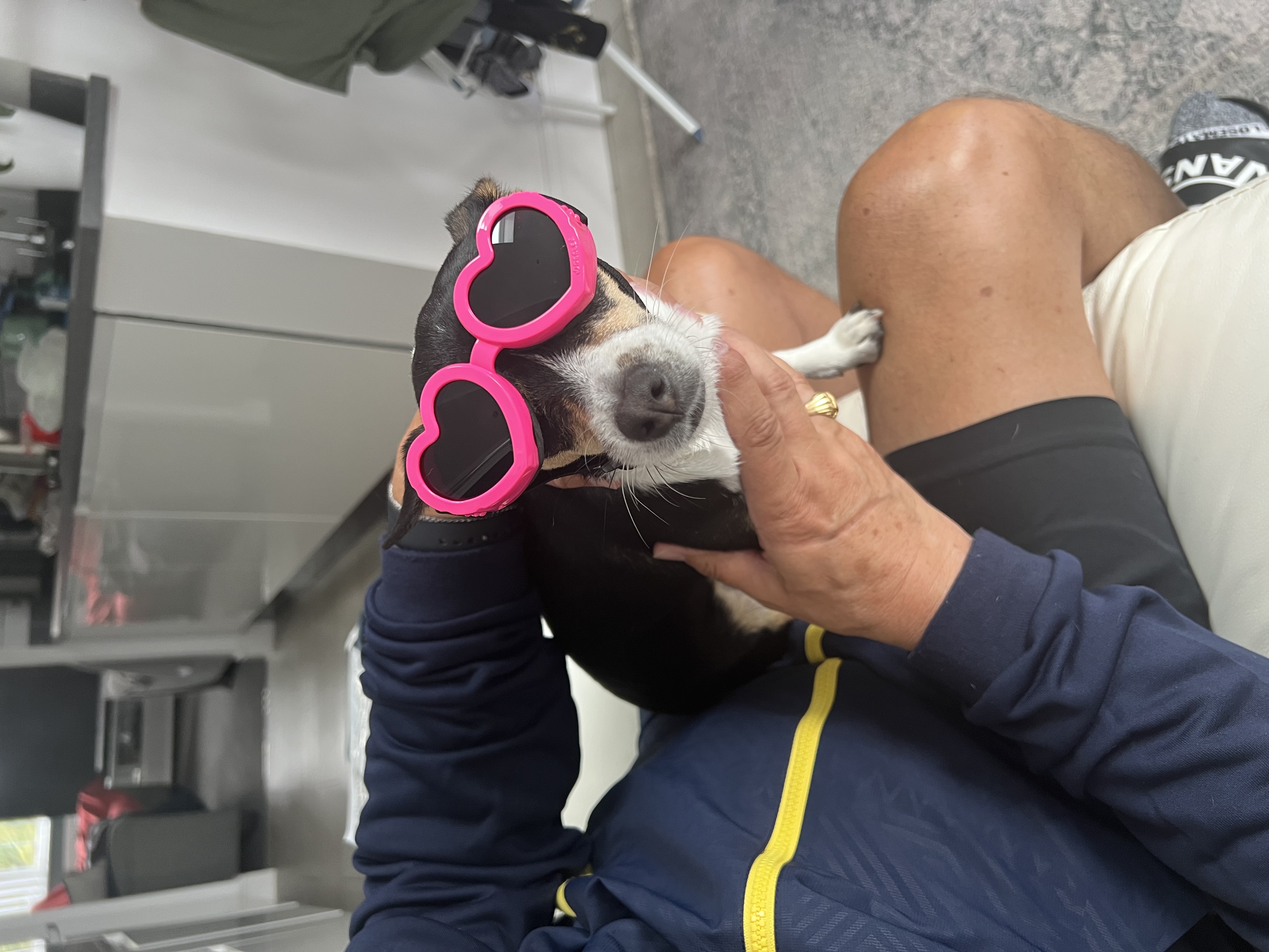 Loving my hubby even when he teases the dog!